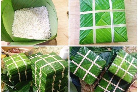 Hướng dẫn cách gói bánh chưng ngày tết cho các bé yêu