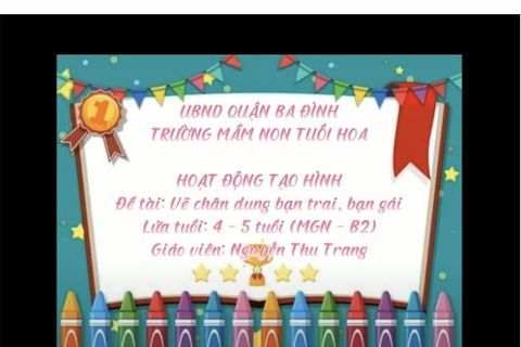 HĐTH: Vẽ chân dung bạn trai, bạn gái cùng cô giáo Thu Trang lớp MGN B2