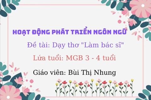 LQVH : Bài thơ “Làm bác sĩ” cùng cô giáo Bùi Nhung lớp MGB C2