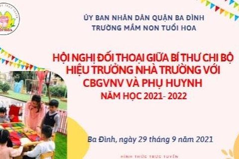 Hội nghị đối thoại trực tiếp giữa Bí thư Chi bộ, Hiệu trưởng nhà trường với CB-GV-NV và phụ huynh học sinh về công tác phối hợp giữa gia đình và nhà trường để nâng cao chất lượng chăm sóc giáo dục của trường mầm non Tuổi Hoa