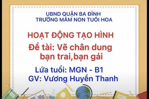 Hoạt động tạo hình: Vẽ chân dung bạn trai, bạn gái cùng cô giáo Vương Huyền Thanh lớp MGNB1