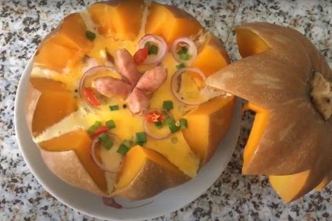 Món ngon mỗi ngày cho bé " Bí đỏ hấp trứng sữa"