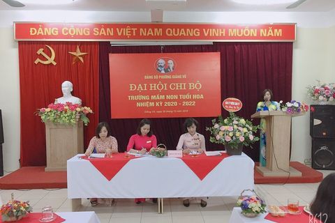 TRƯỜNG MẦM NON TUỔI HOA TỔ CHỨC ĐẠI HỘI CHI BỘ NHIỆM KỲ 2020 - 2022