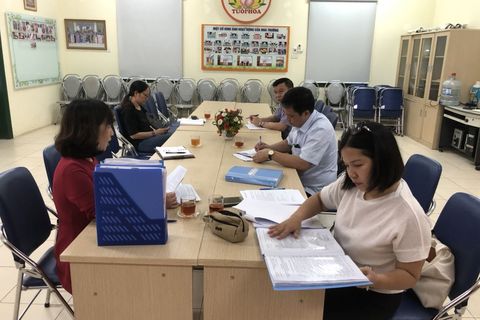Trường Mầm non Tuổi Hoa đón đoàn kiểm tra  về công tác phòng chống dịch bệnh Covid-19 đón trẻ đi học trở lại