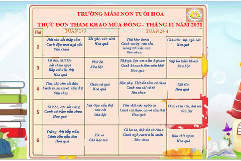 Thực đơn tham khảo tháng 11 năm 2021- 2022