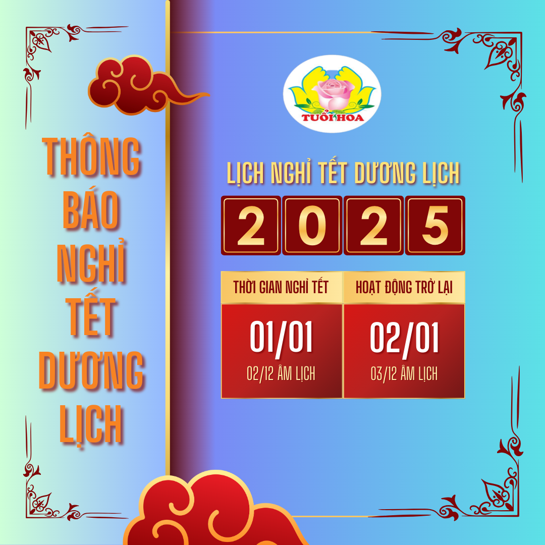 THÔNG BÁO LỊCH NGHỈ TẾT DƯƠNG LỊCH 2025