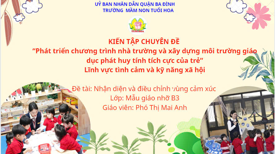 Hoạt động "Nhận diện và điều chỉnh vùng cảm xúc" của các bé lớp mẫu giáo nhỡ B3 trong chương trình kiến tập chuyên đề năm học 2024- 2025