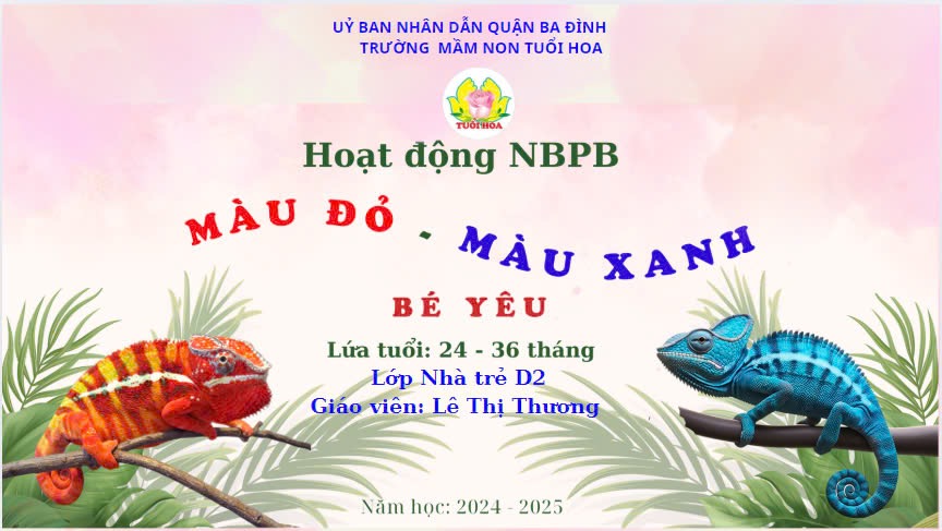 Hoạt động nhận biết phân biệt "Màu xanh- màu đỏ" của các bé lớp nhà trẻ trong chương trình kiến tập chuyên đề năm học 2024- 2025