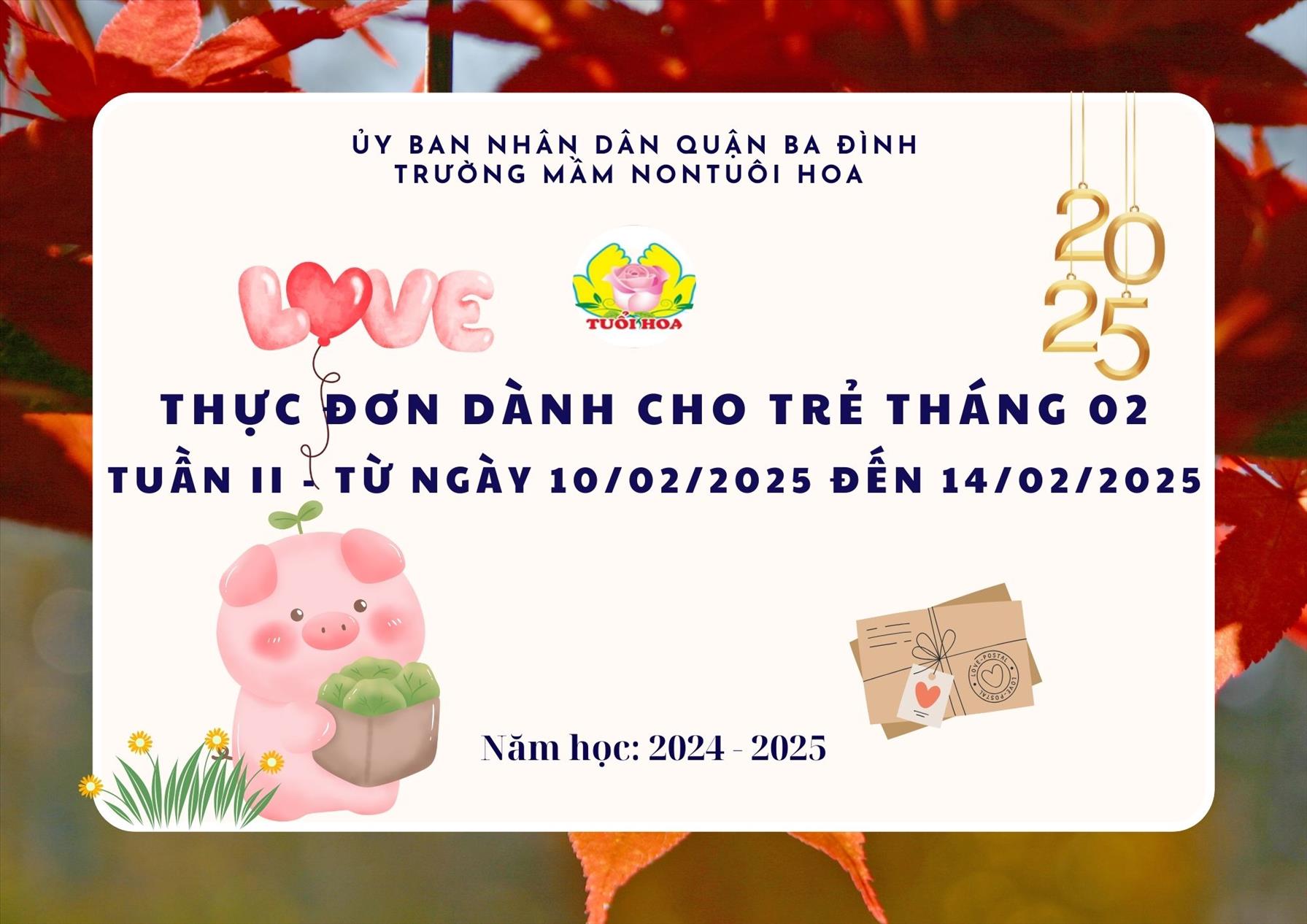 Thực đơn tuần 2 tháng 2 năm 2025