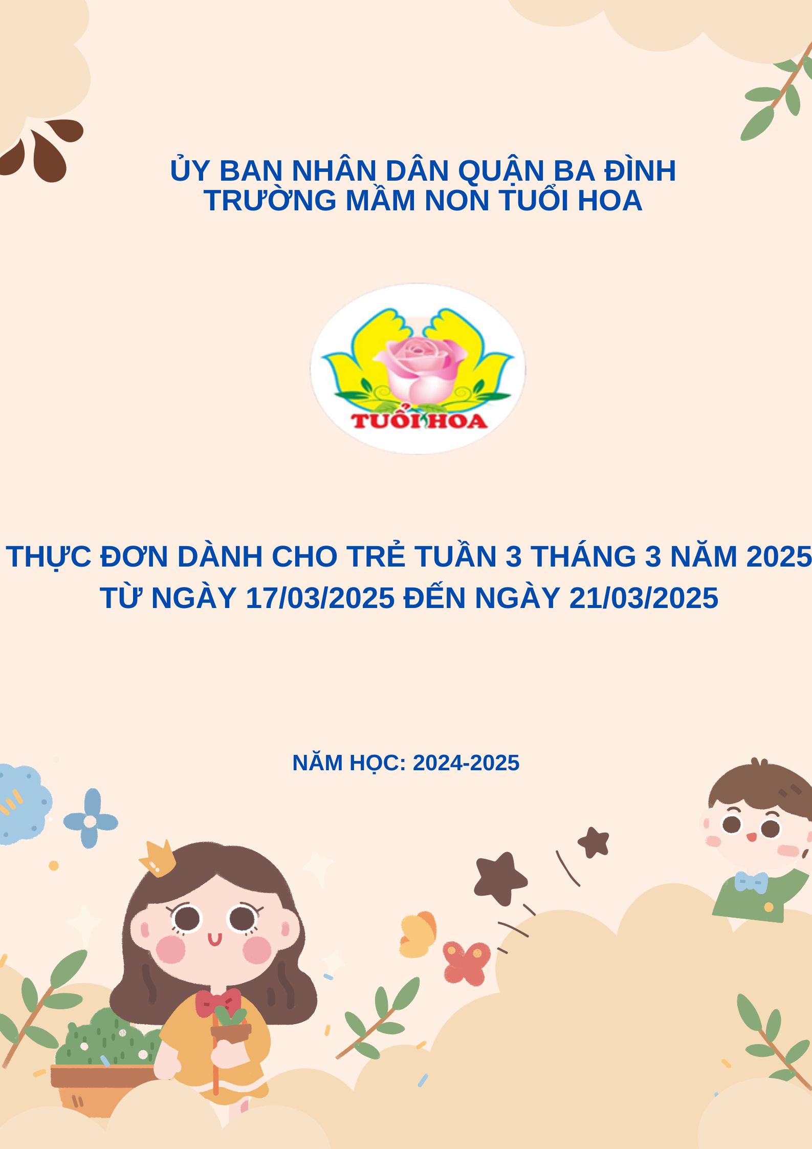 Thực đơn tuần 3 tháng 3 năm 2025