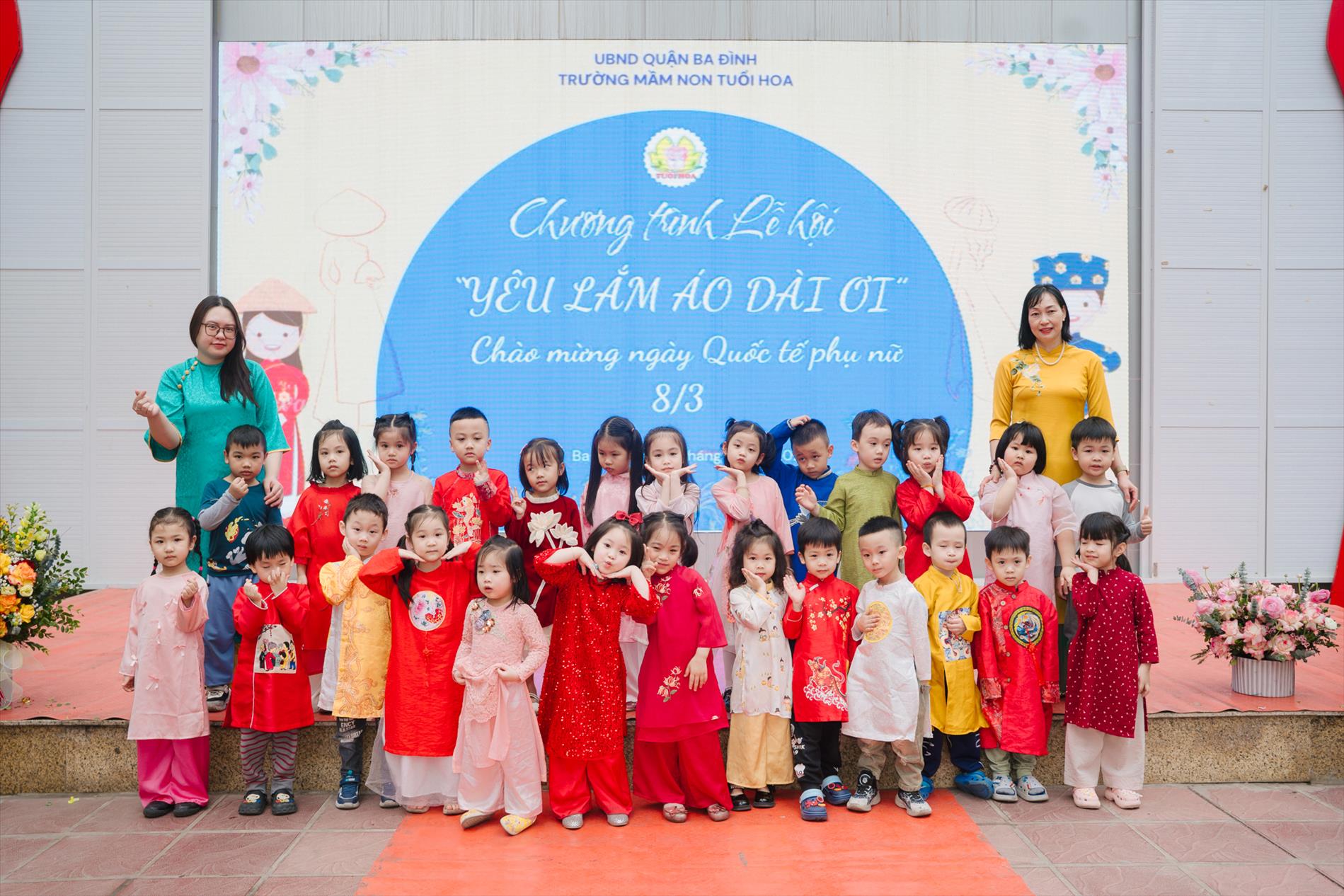 Rộn ràng lễ hội "Yêu lắm áo dài ơi"  của các bé lớp MGN B1