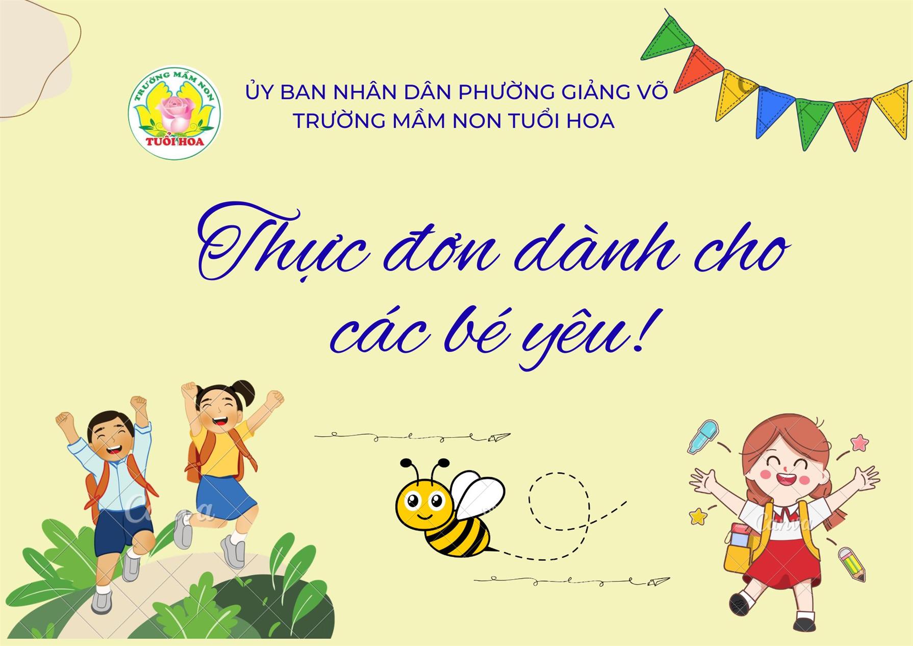 Thực đơn tuần 4 tháng 03 từ ngày 23/03/2026 đến ngày 27/03/2026