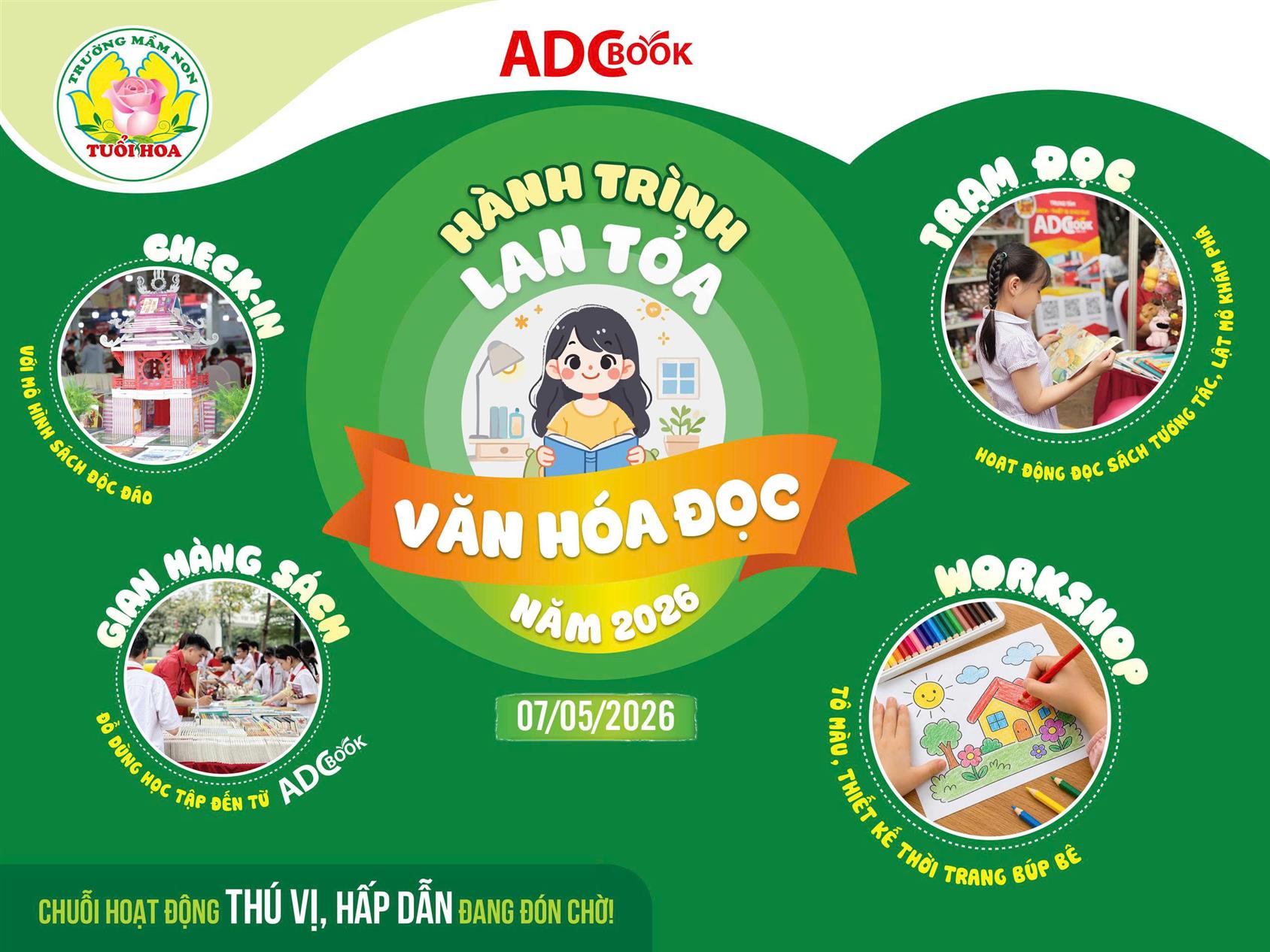 Trường mầm non Tuổi Hoa tổ chức "Hành trình lan tỏa Văn Hóa Đọc" năm 2026