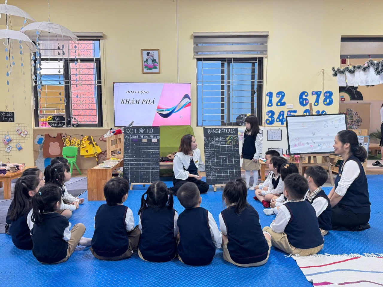 A group of children sitting on the floor in a classroom

Description automatically generated