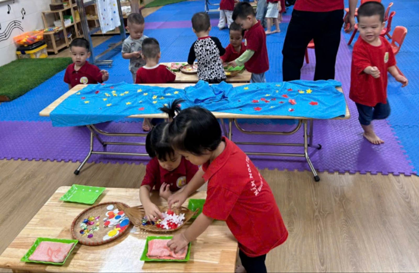 Các bé chọn xem hoa nào phù hợp với màu áo của cô